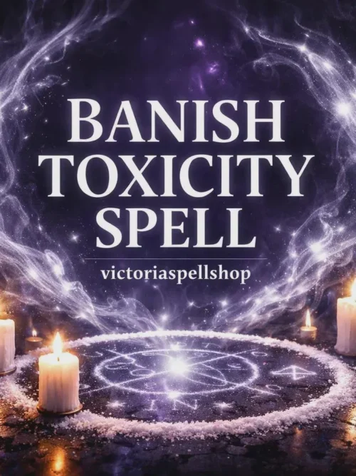 "Magic circle of salt with white smoke and candles for Banish Toxicity Spell and negative energy removal."